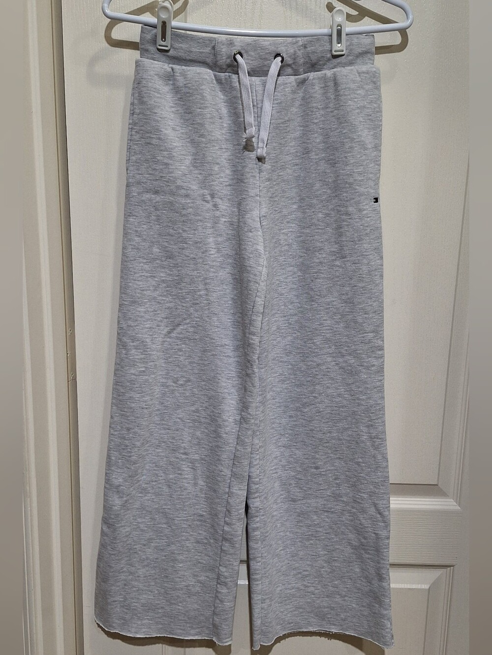 Tommy Hilfiger Junior Girls Grey Wide-Leg Cozy fleece/terry Sweatpants Sz 12
